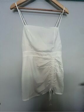 Superdown White Ruched Mini Dress NWT Adjustable Straps Size Medium